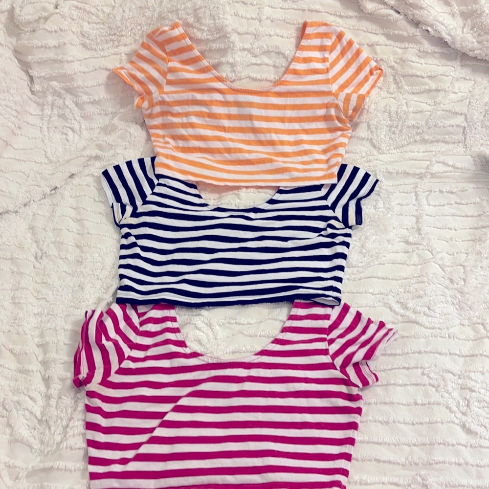 Wet Seal 3 Pc stripe crop top set, multi color, bundle deal